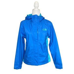 The North Face Hyvent Rain Jacket Women's XS Hooded Blue Turquoise